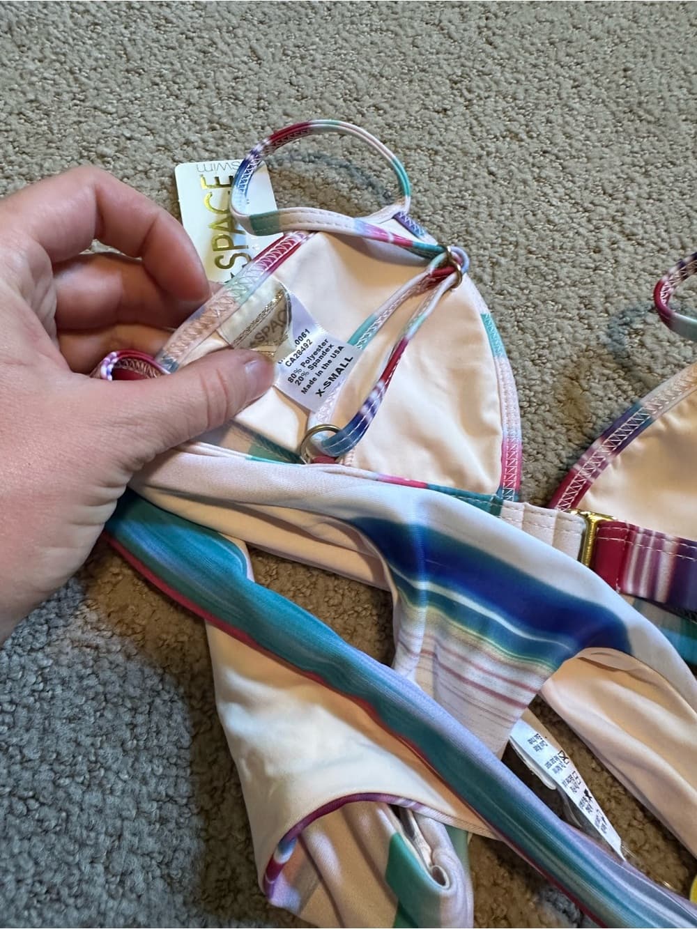 NWT L*Space Mirage triangle Itsy Cut bikini set extra small - Thumbnail 5