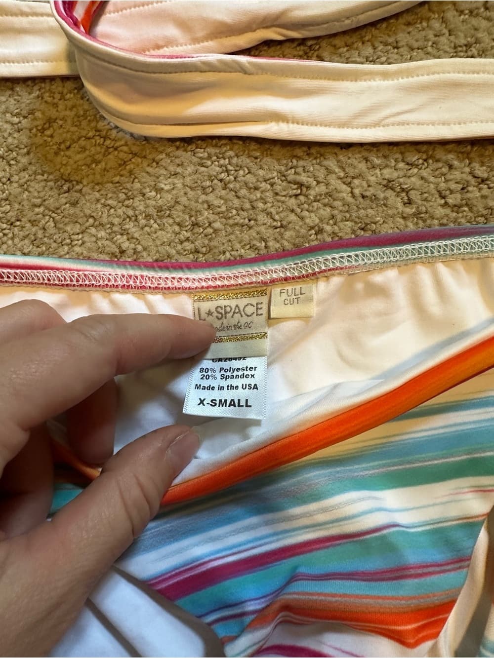NWOT L*Space Chloe bikini set blue orange extra small
