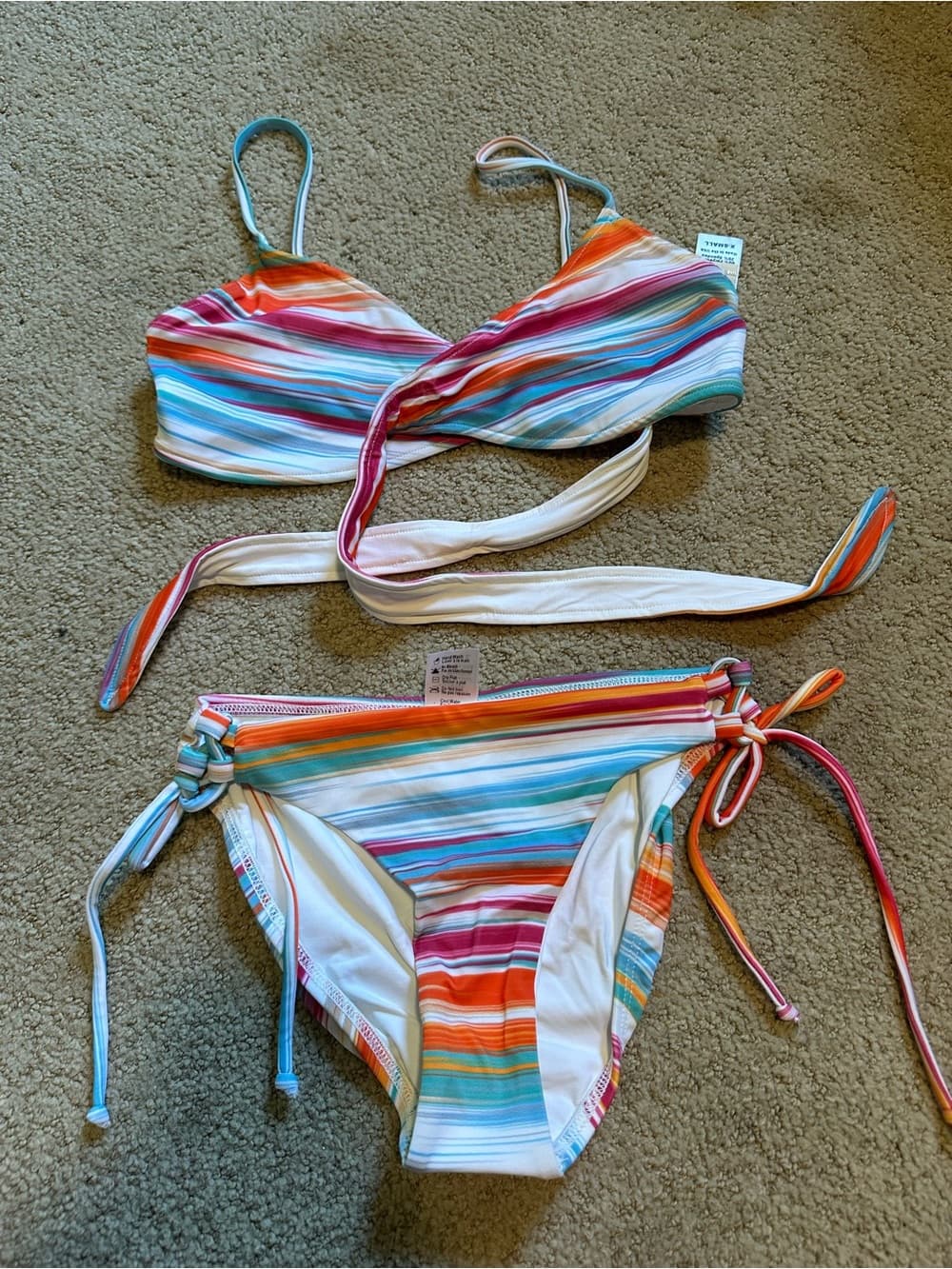 NWOT L*Space Chloe bikini set blue orange extra small - Thumbnail 3