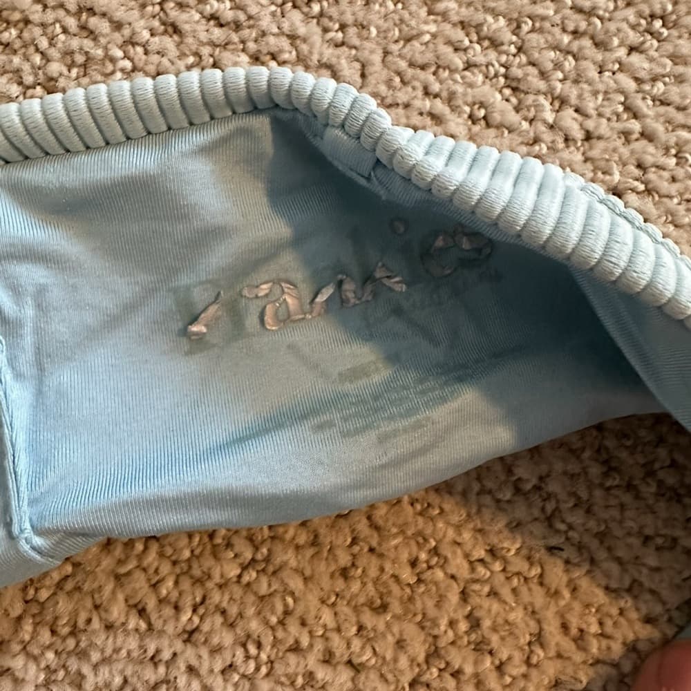 Frankie’s Bikinis ribbed bandeau bikini top light blue - Thumbnail 2