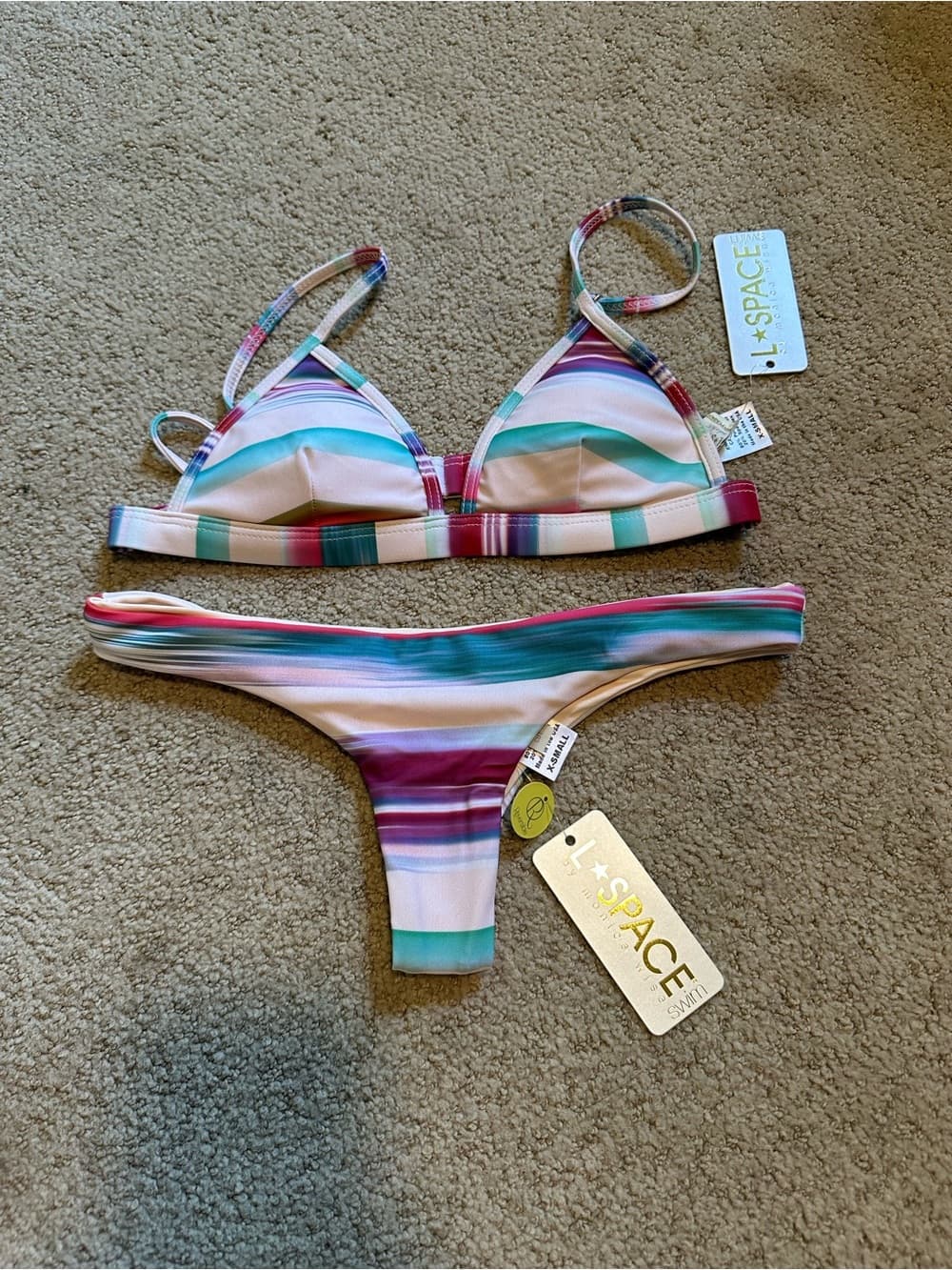 NWT L*Space Mirage triangle Itsy Cut bikini set extra small