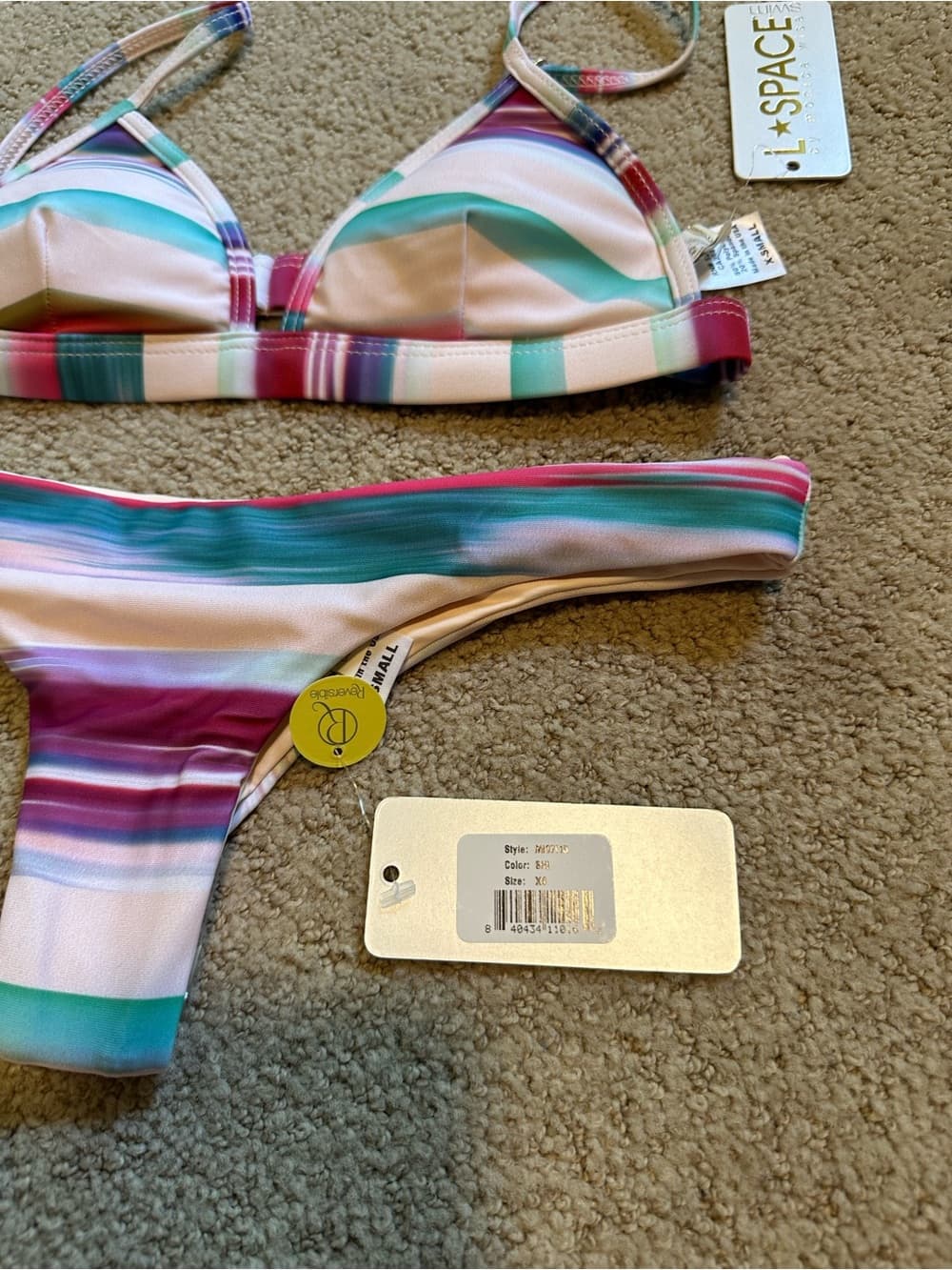 NWT L*Space Mirage triangle Itsy Cut bikini set extra small - Thumbnail 2