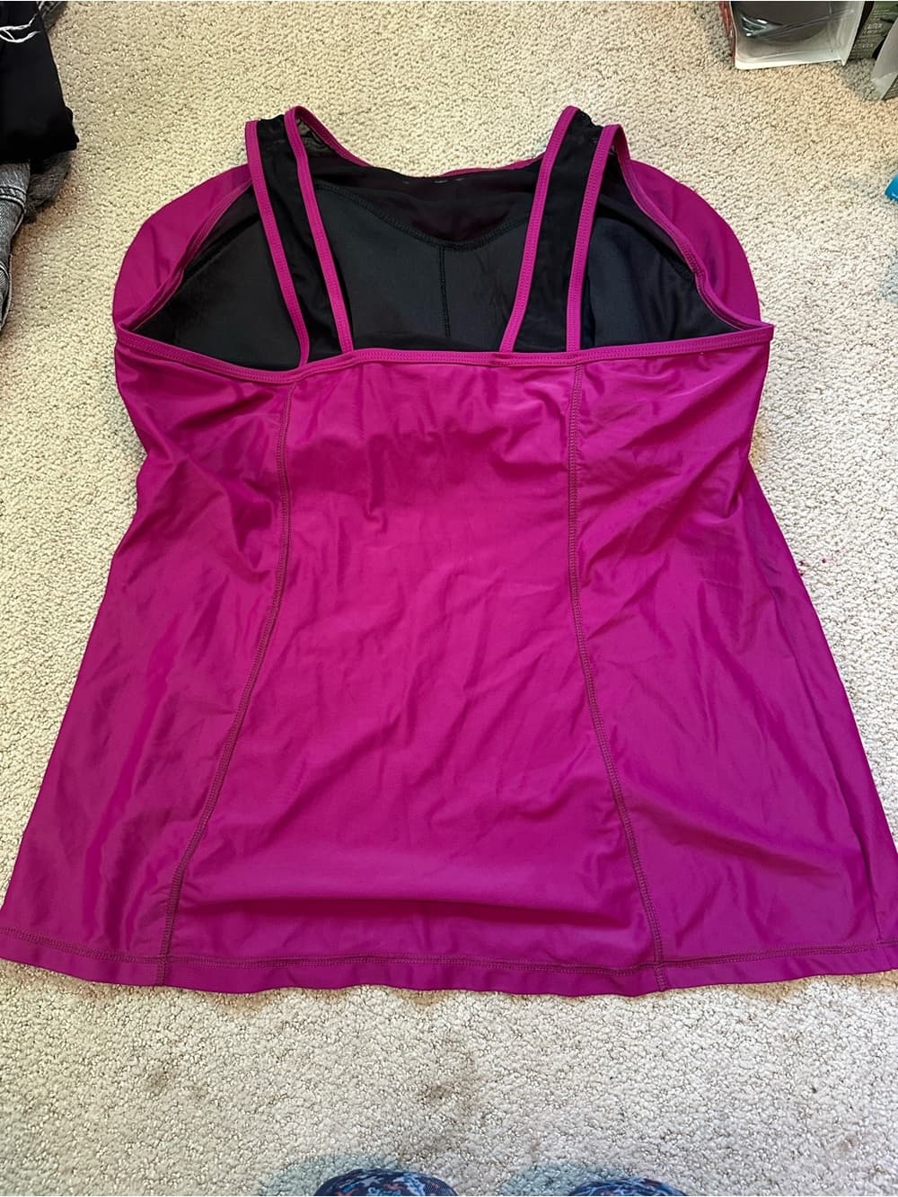 Livi Active Lane Bryant ruffle tankini top fuschia - Thumbnail 2