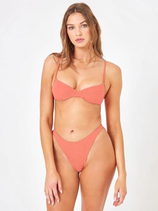 NWOT L*Space Missy underwire ribbed bikini set coral small - Thumbnail 6