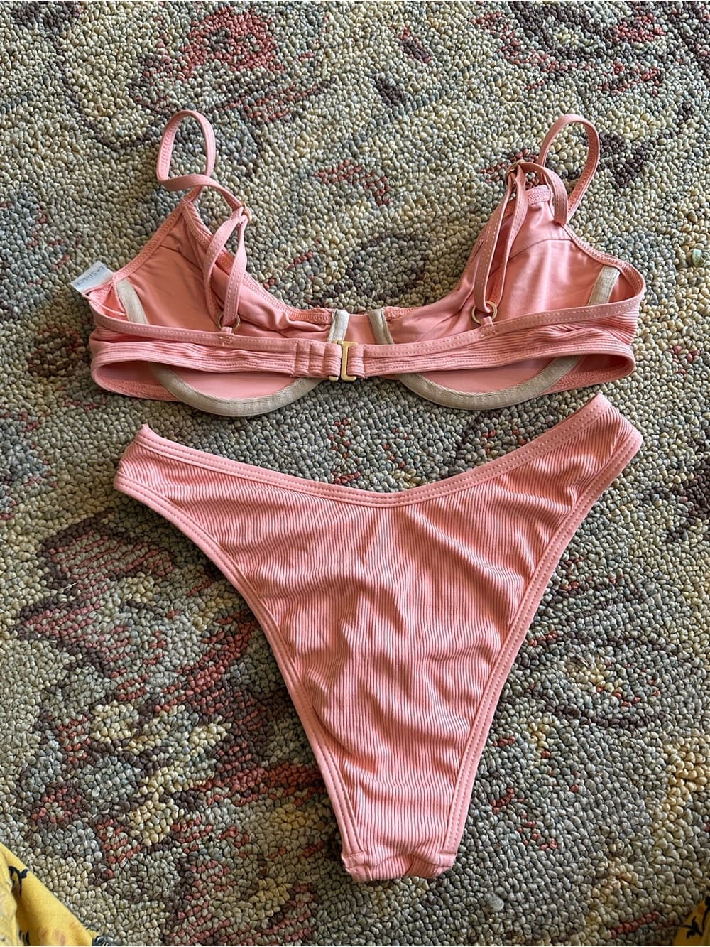 NWOT L*Space Missy underwire ribbed bikini set coral small - Thumbnail 3