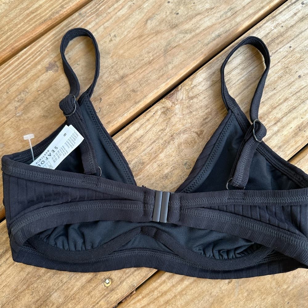 NWOT Seafolly Inka Rib D cup bikini top black - Thumbnail 2