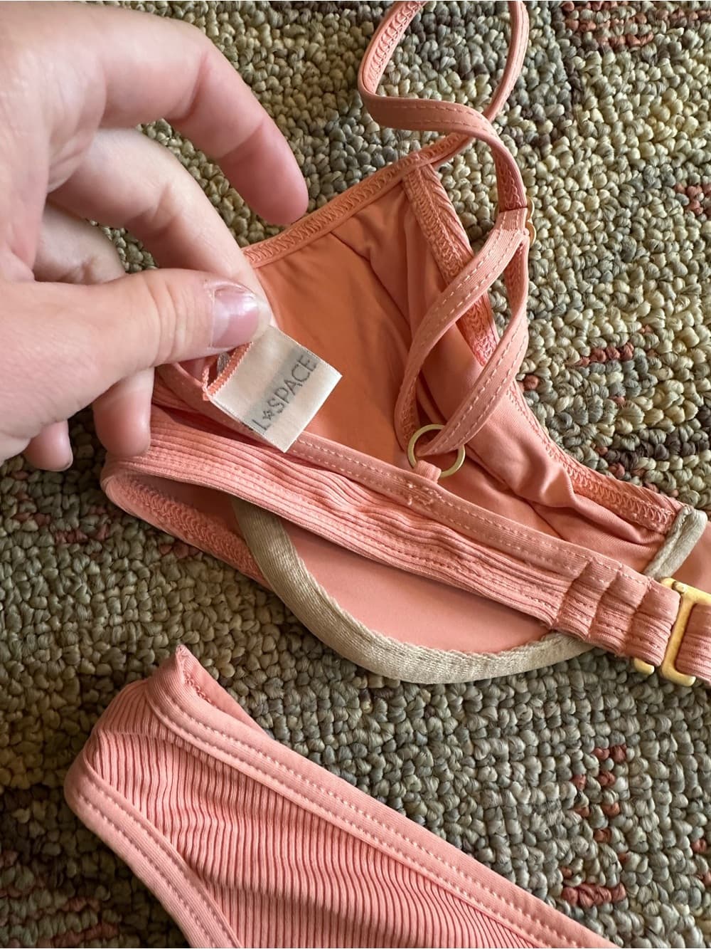NWOT L*Space Missy underwire ribbed bikini set coral small - Thumbnail 4