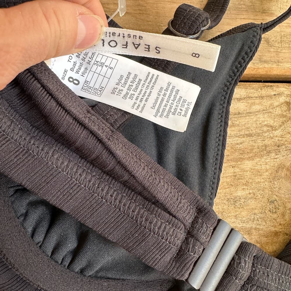 NWOT Seafolly Inka Rib D cup bikini top black - Thumbnail 3