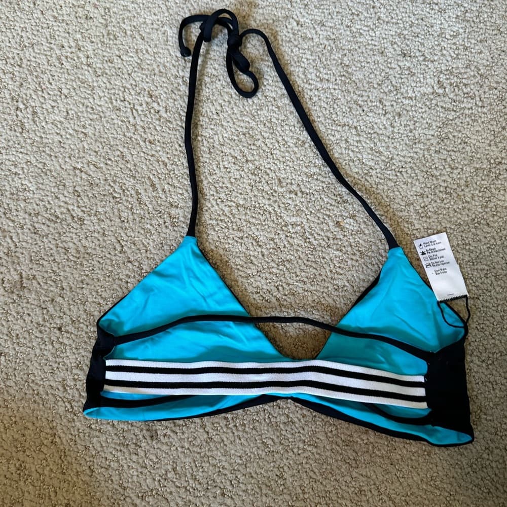 NWOT L*Space strappy back bikini top black blue - Thumbnail 2