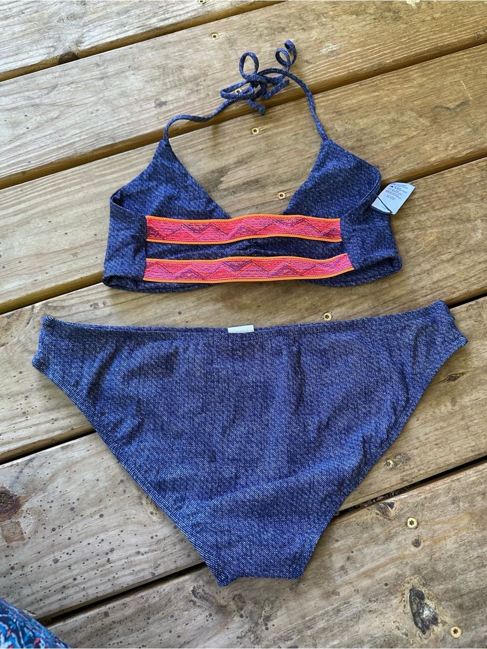 NWOT L*Space double trouble faux denim bikini set large - Thumbnail 3