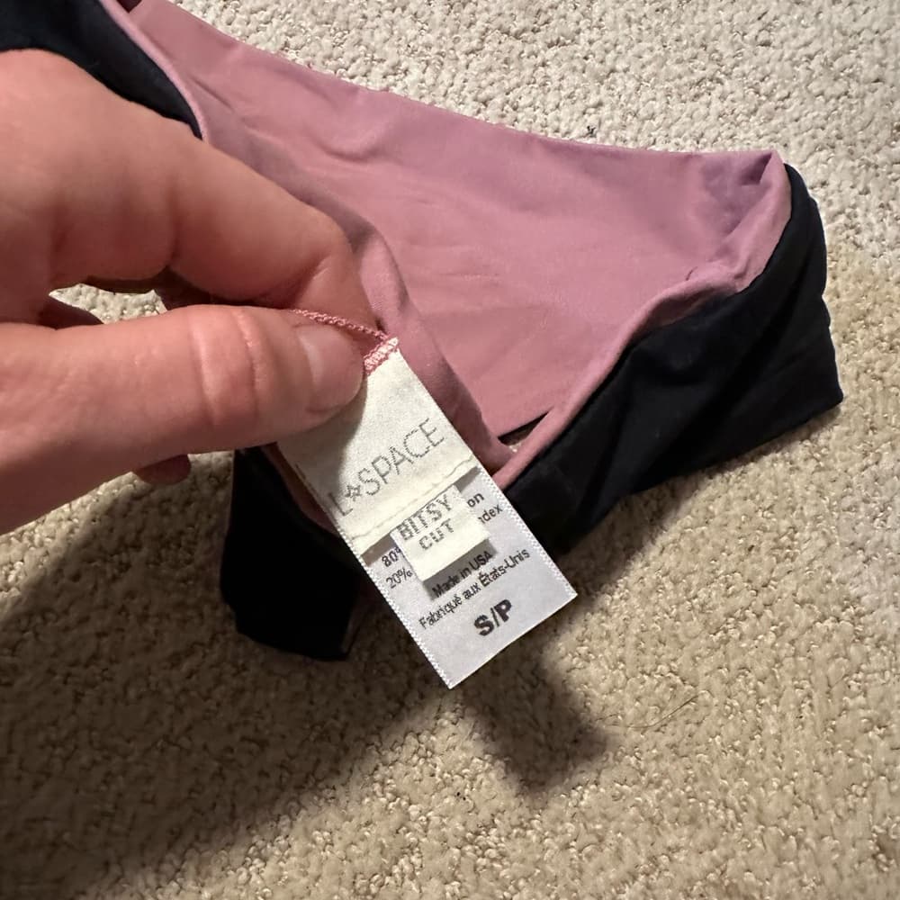 NWOT L*Space thong bikini bottoms charcoal lilac - Thumbnail 3
