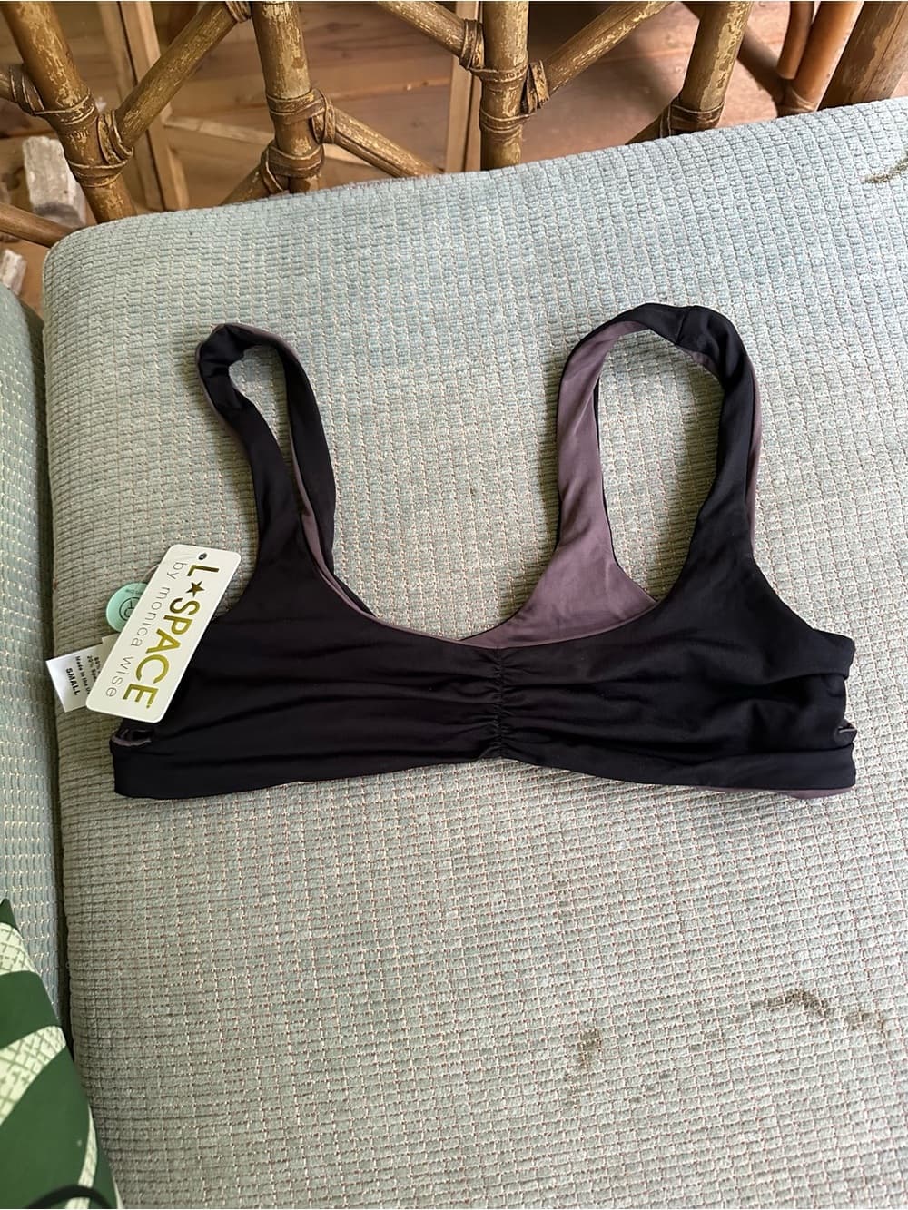 NWT L*Space bikini top black purple small