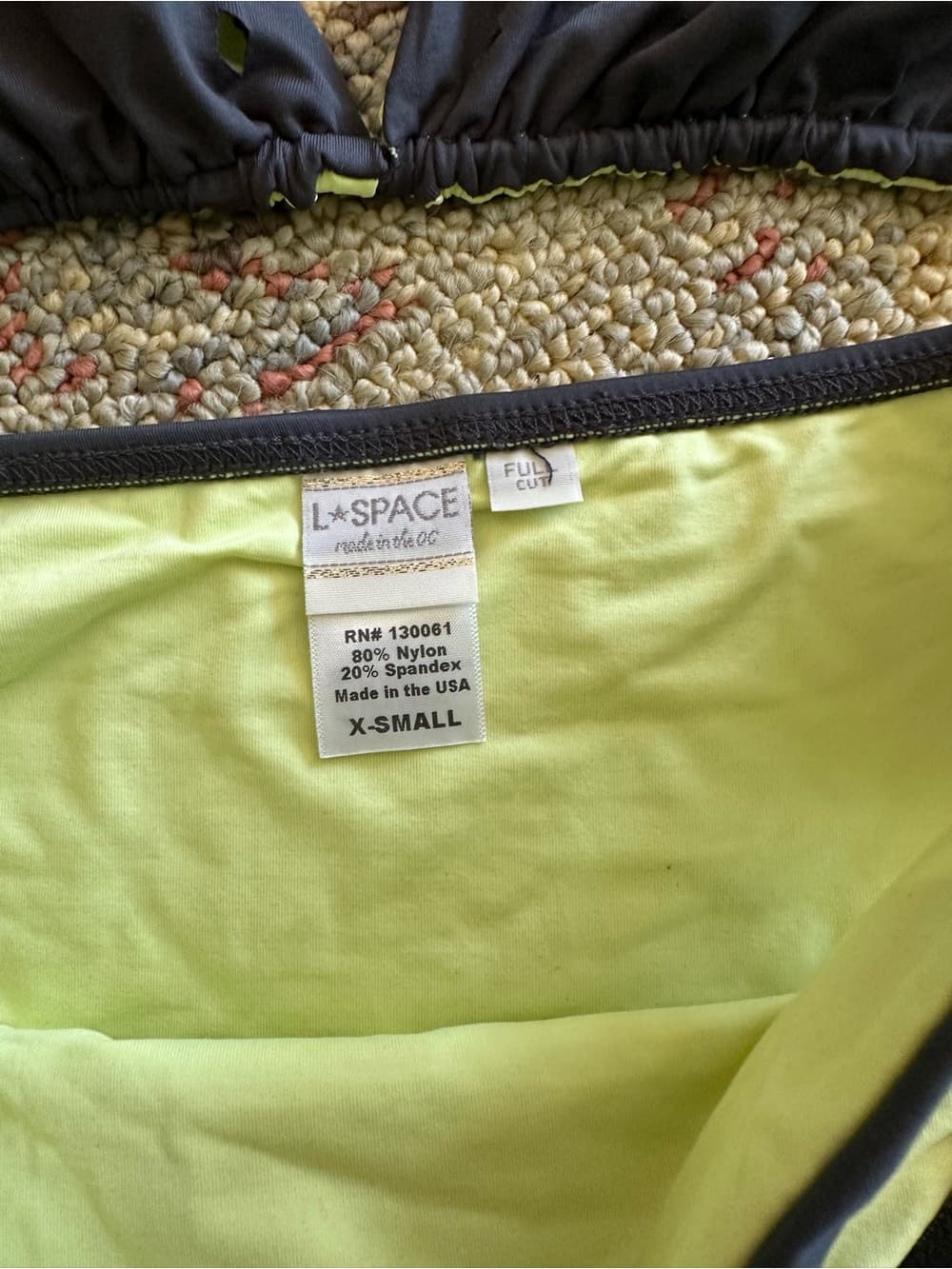 NWOT L*Space laser cut halter bikini set grey lime extra small - Thumbnail 2