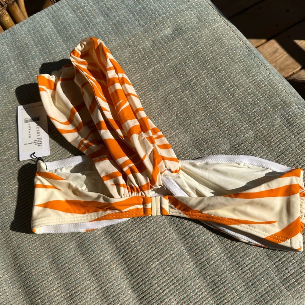 NWT Jets asymmetrical gathered bikini top fine lines 6 - Thumbnail 3