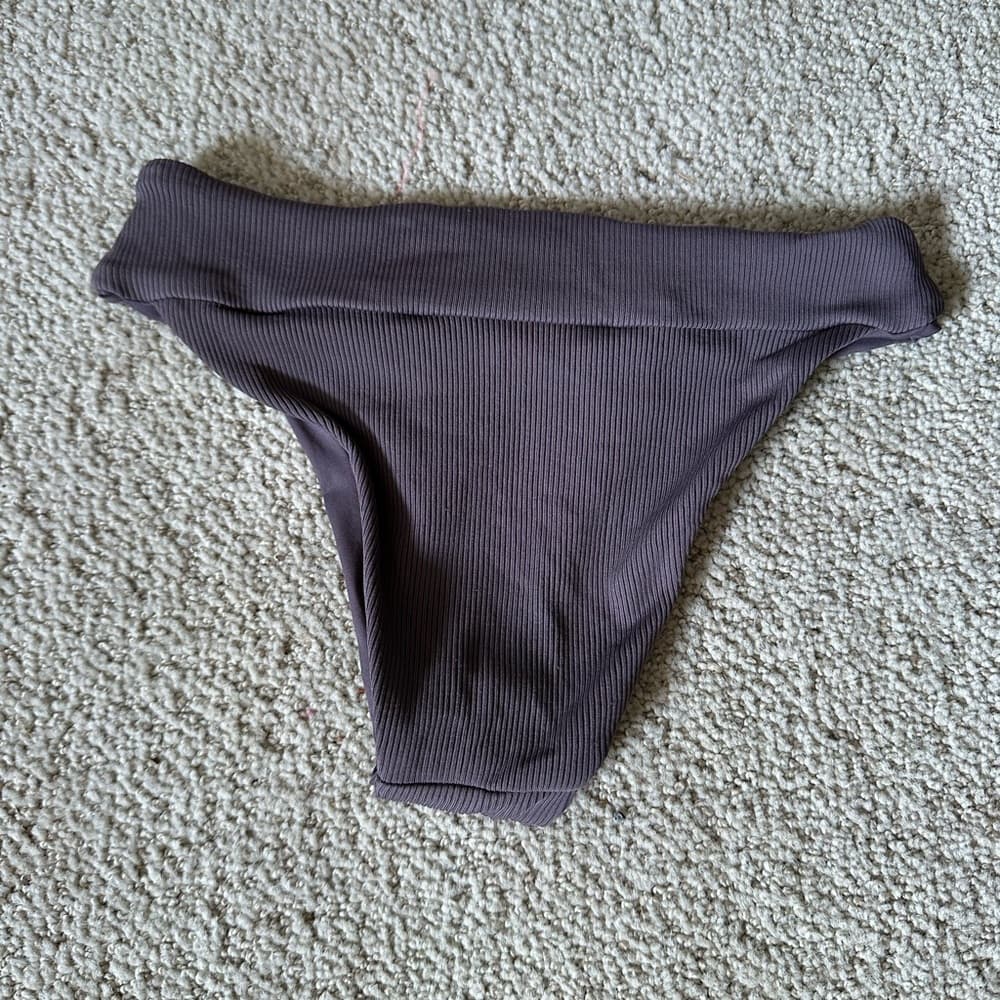 NWOT L*Space Veronica ribbed bikini bottoms grey purple - Thumbnail 3