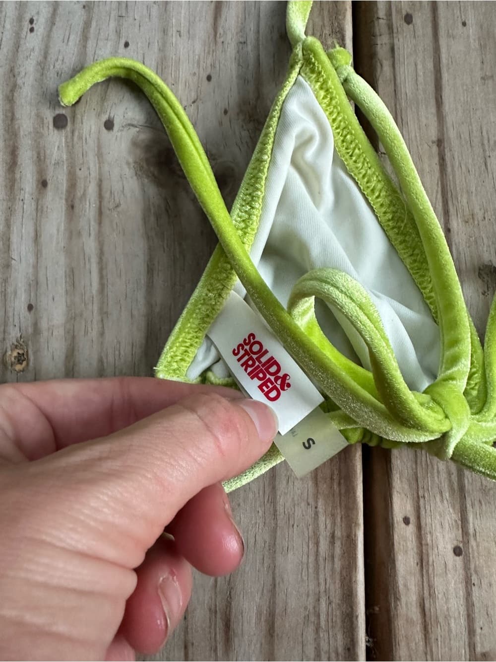 Solid and Striped Iris velvet bikini top lime - Thumbnail 6