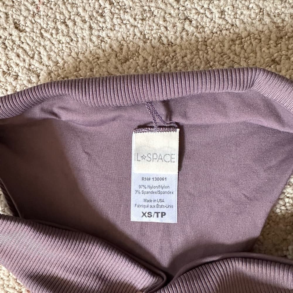 NWOT L*Space Veronica ribbed bikini bottoms grey purple - Thumbnail 2