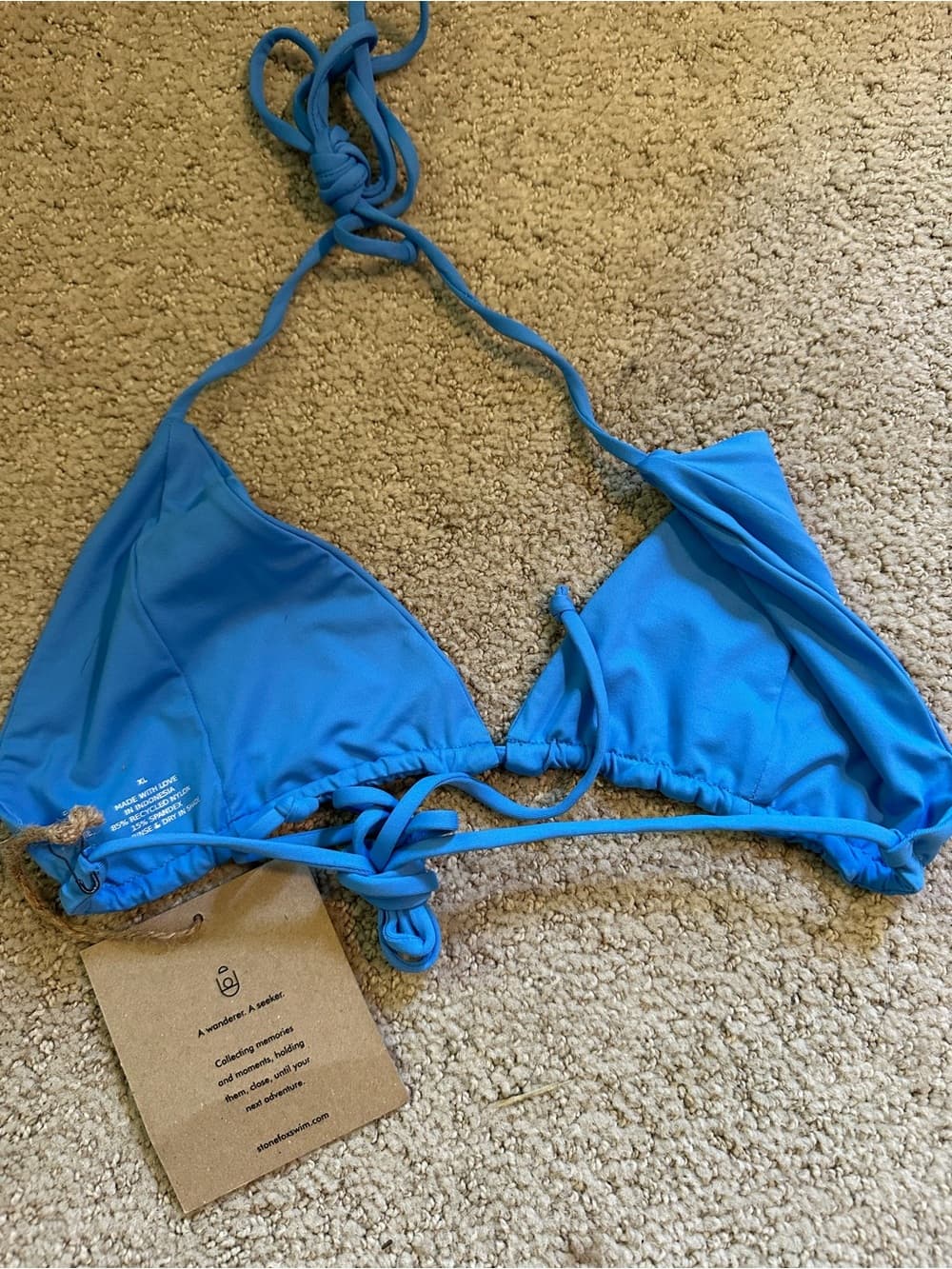 NWT Stone Fox triangle bikini top blue - Thumbnail 2