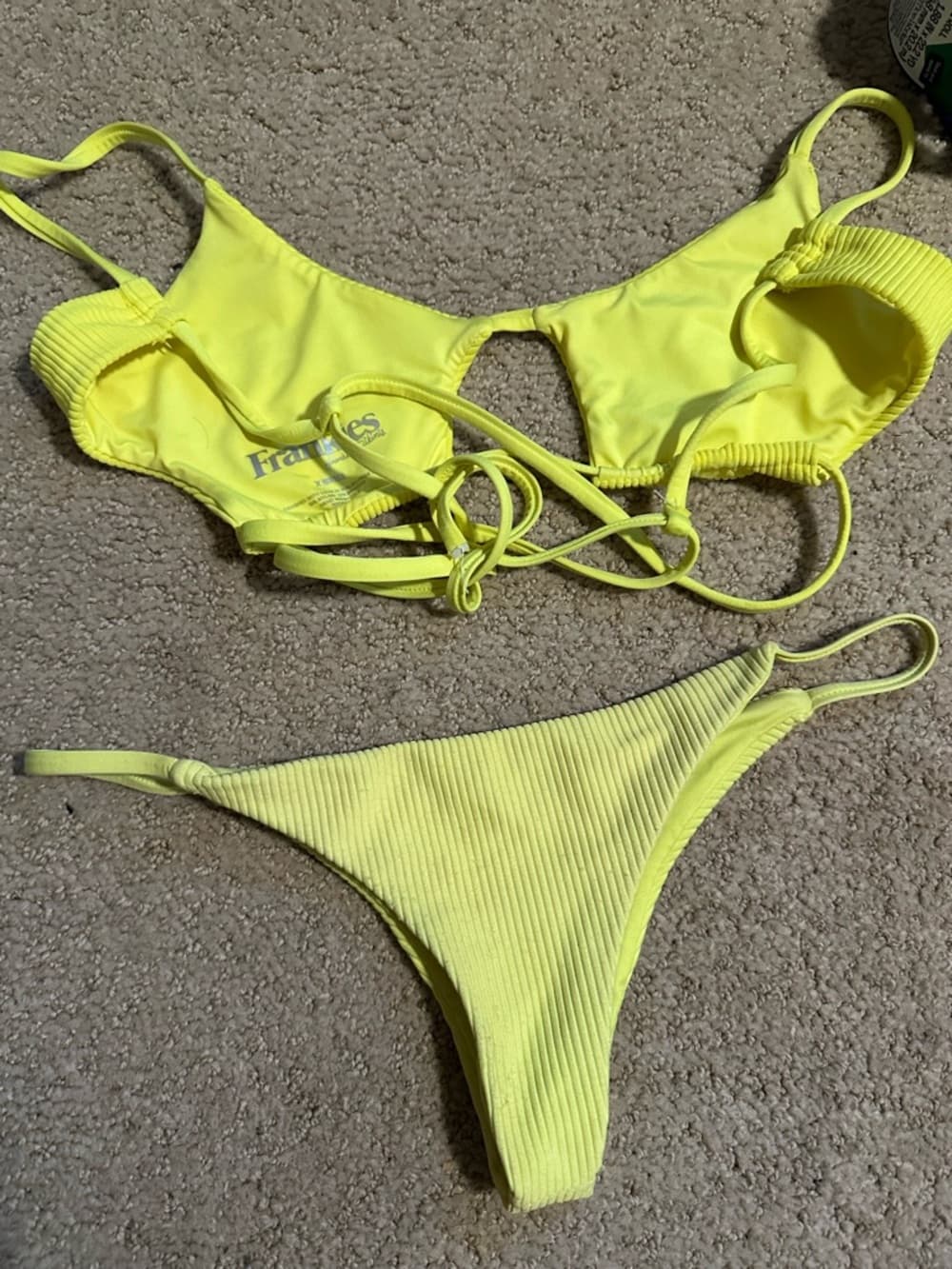 Frankie’s Bikinis Willa ribbed bikini set neon yellow - Thumbnail 3