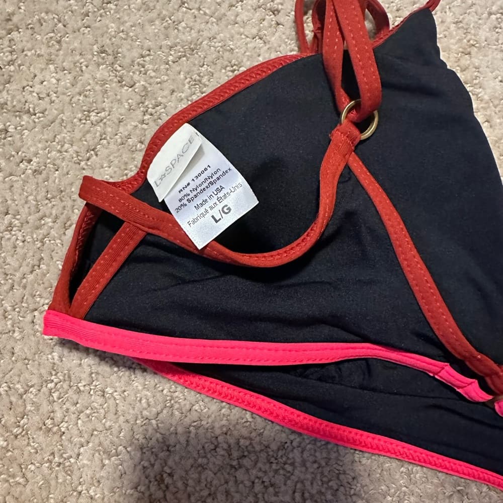 NWOT L*Space Avella bikini top black red - Thumbnail 2