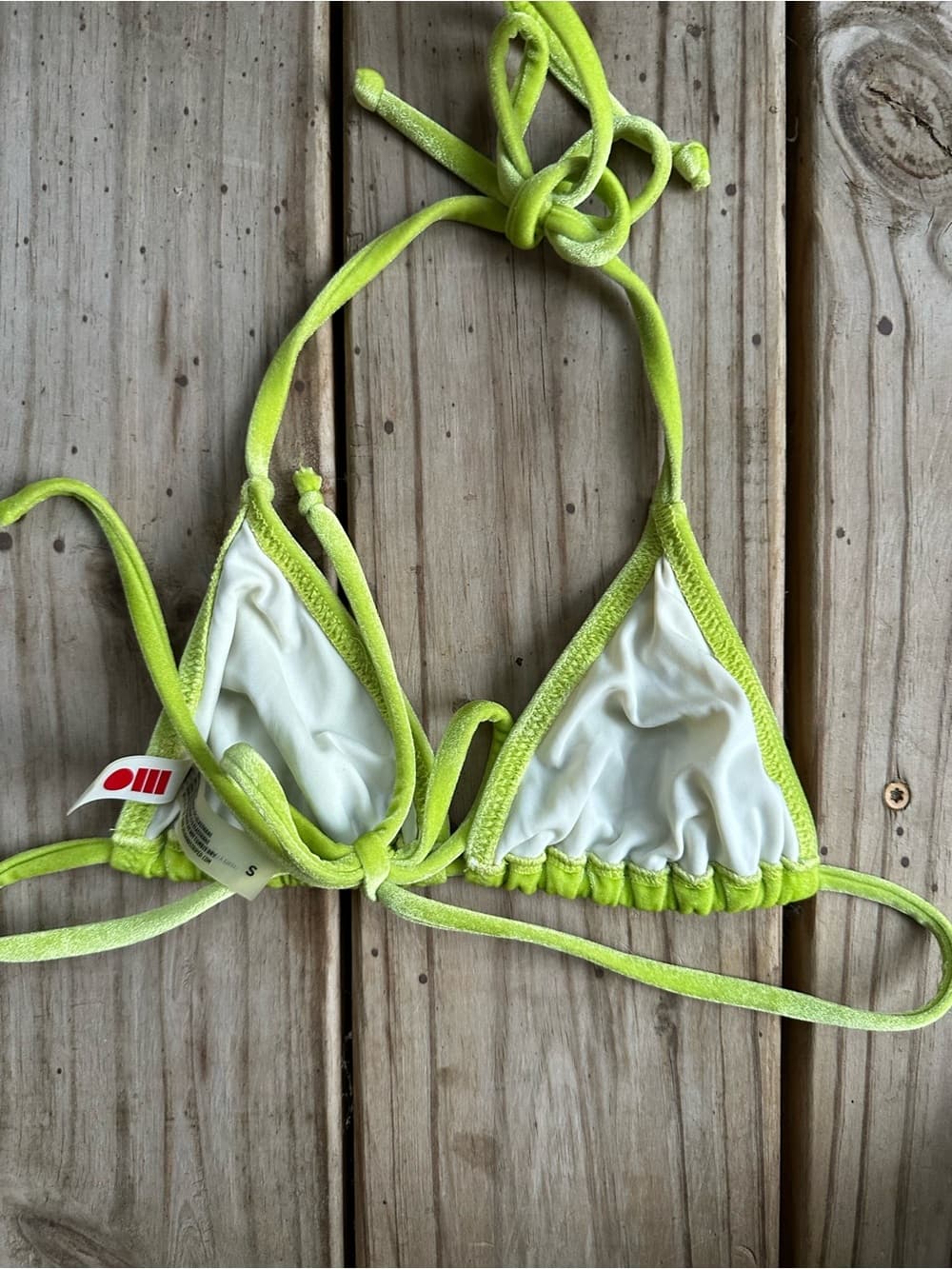 Solid and Striped Iris velvet bikini top lime - Thumbnail 2