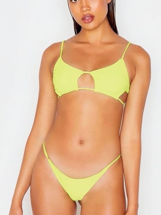 Frankie’s Bikinis Willa ribbed bikini set neon yellow - Thumbnail 6