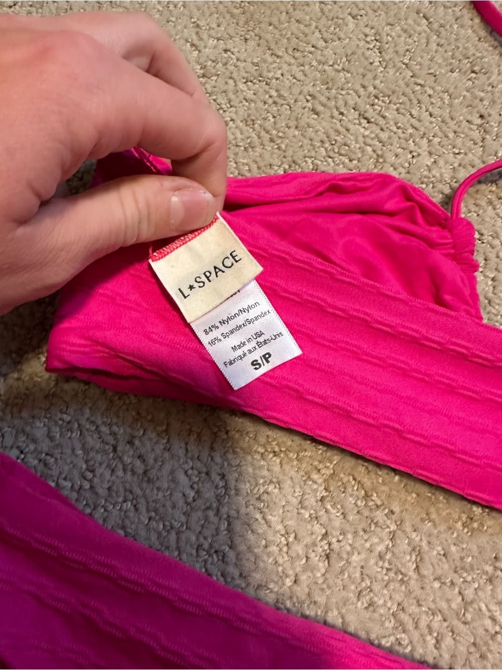 NWOT L*Space textured bikini set hot pink - Thumbnail 4
