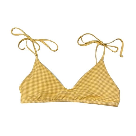 NWOT L*Space Daisy gingham tie shoulder bikini top yellow - Thumbnail 5