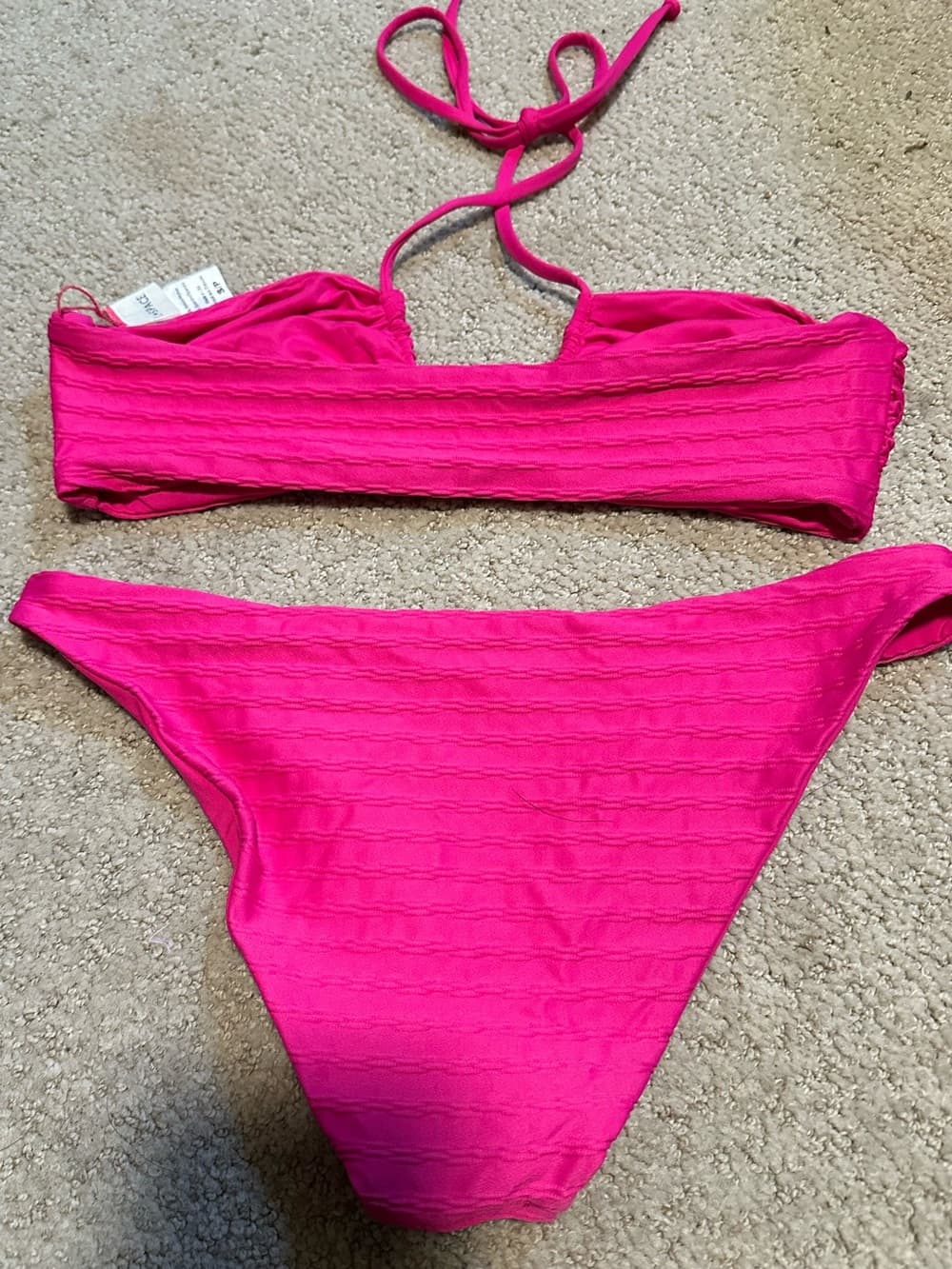 NWOT L*Space textured bikini set hot pink - Thumbnail 3