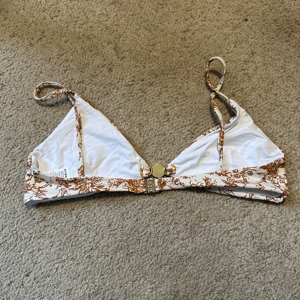 Caroline Constas Masie floral bikini top tan white gold - Thumbnail 2