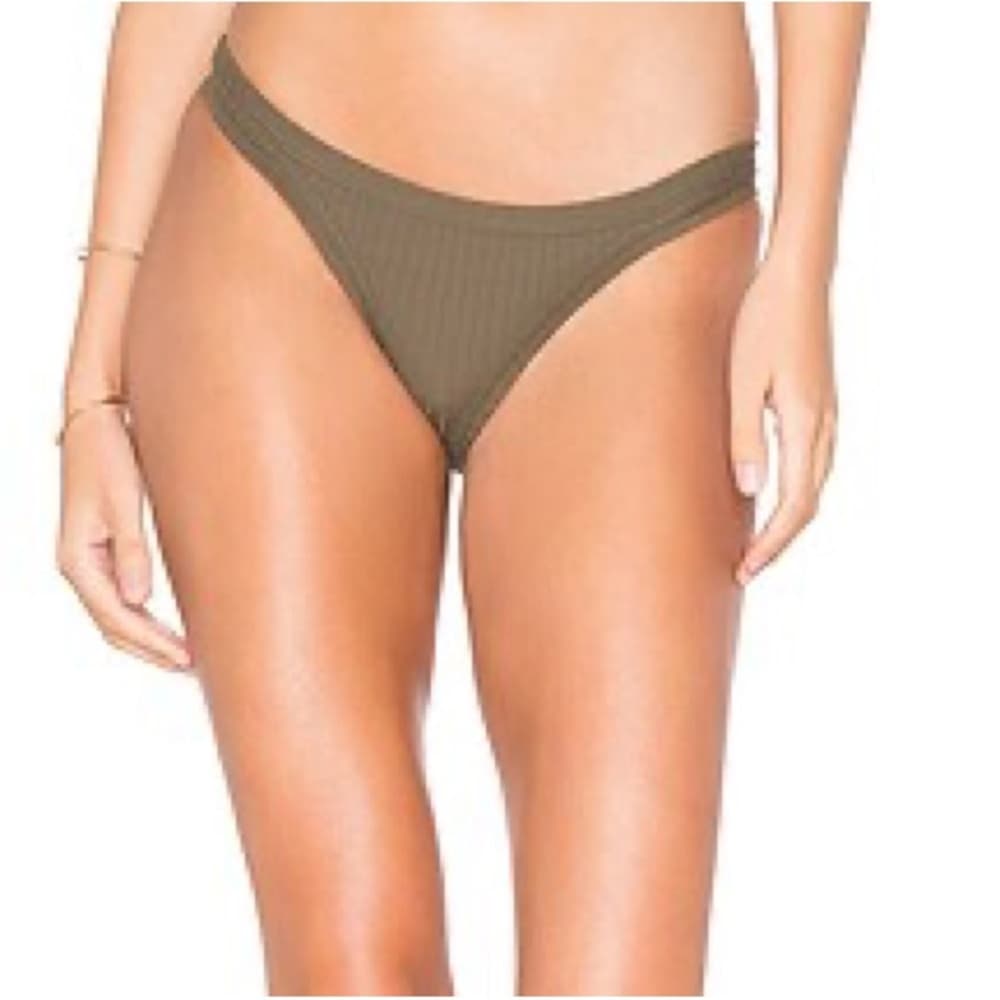 NWT Seafolly Inka ribbed bikini bottoms dark olive - Thumbnail 5