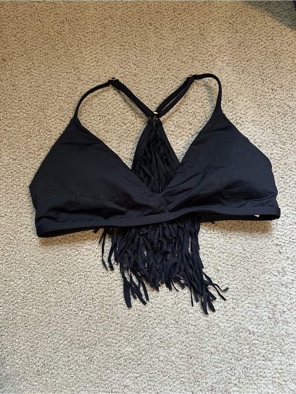 NWOT L*Space Ava back fringe bikini top black - Thumbnail 2