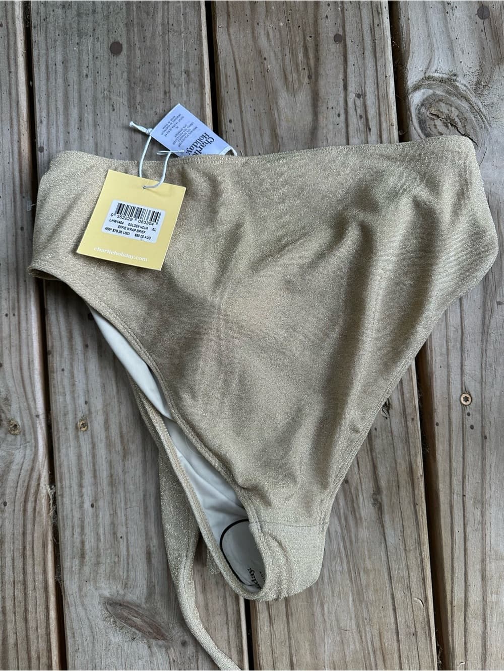 NWT Charlie Holiday Effie wrap bikini bottoms golden hour - Thumbnail 3