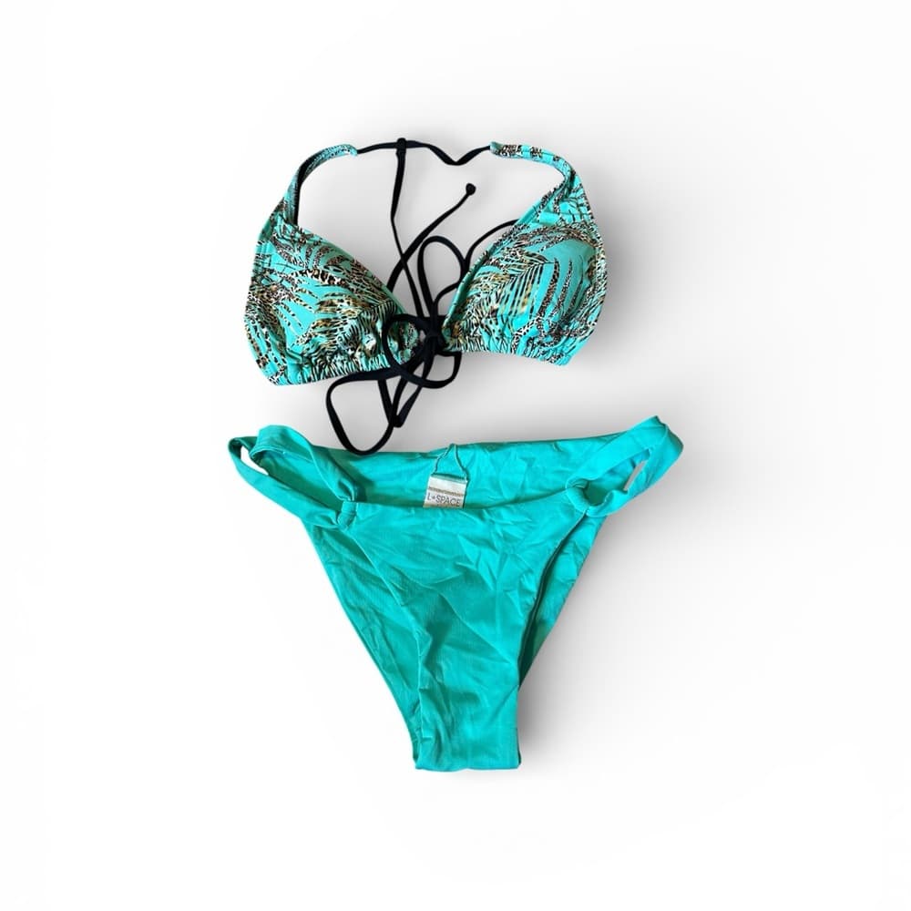 NWOT L*Space pools and palms sea foam bikini set - Thumbnail 4