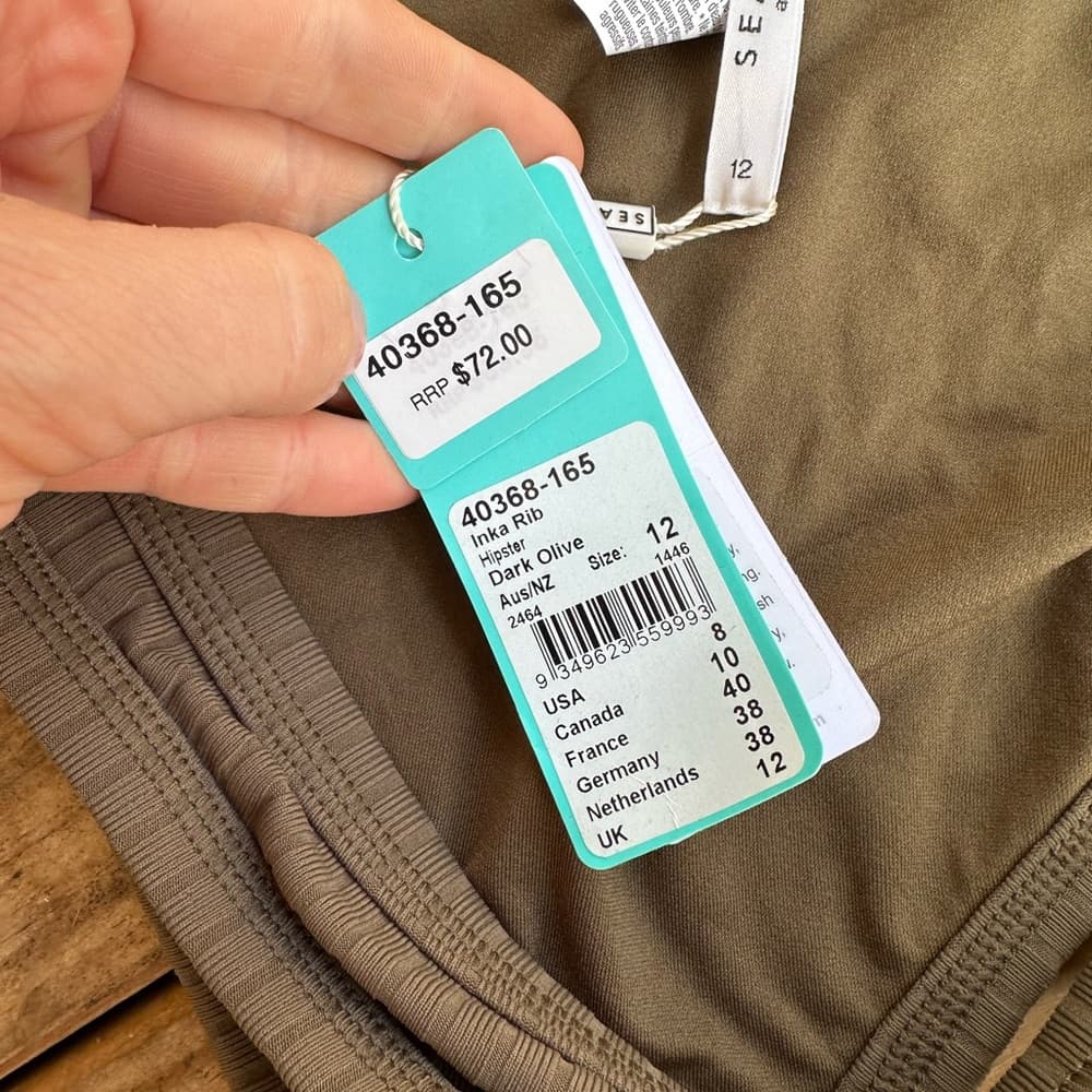 NWT Seafolly Inka ribbed bikini bottoms dark olive - Thumbnail 3