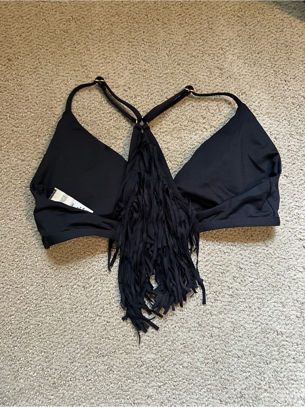 NWOT L*Space Ava back fringe bikini top black - Thumbnail 4