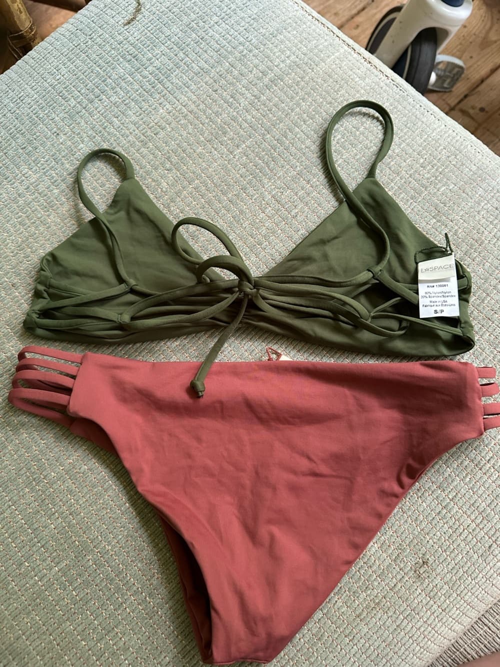 NWOT L*Space Low Down bikini green rose small - Thumbnail 2