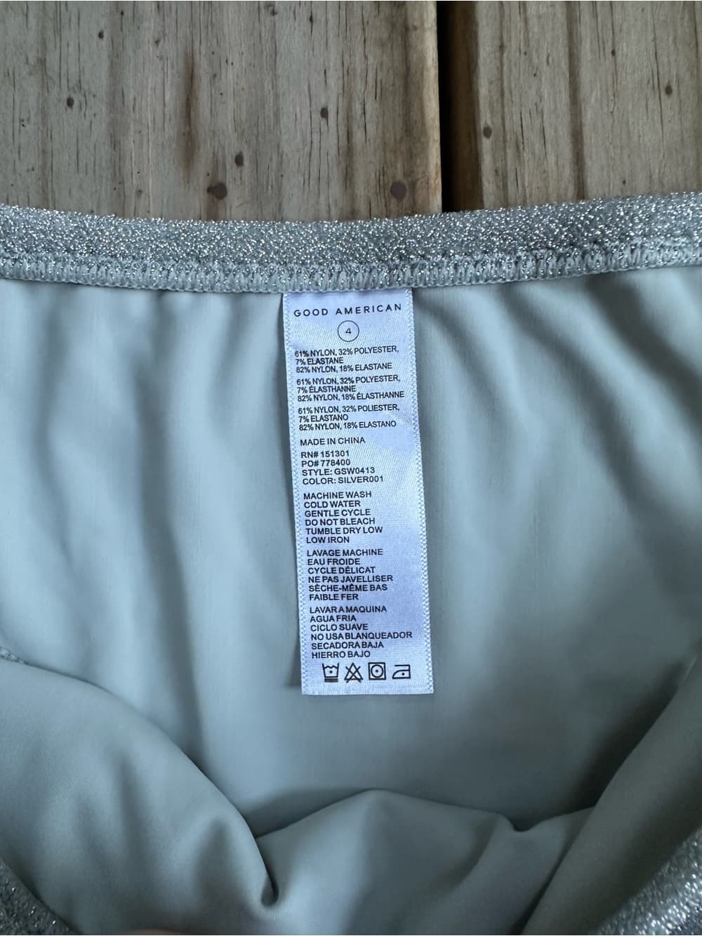 NWT Good American always fits bikini bottoms silver - Thumbnail 3