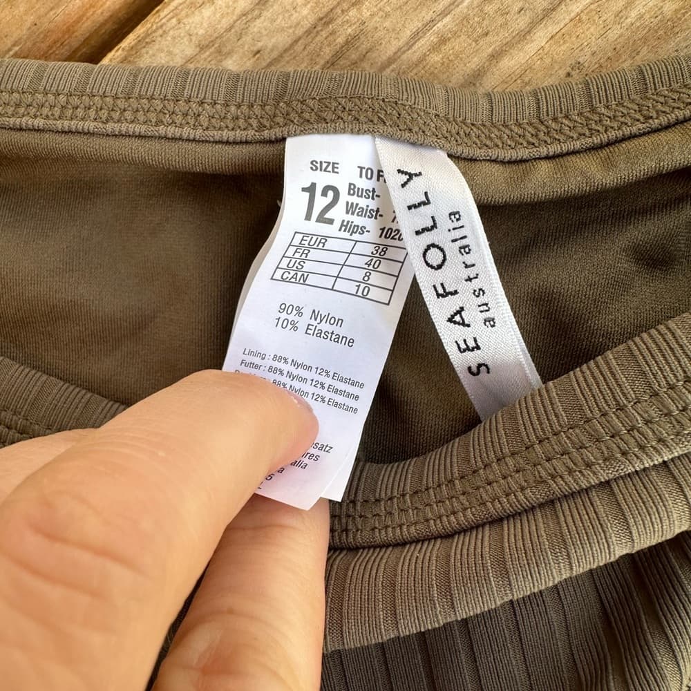 NWT Seafolly Inka ribbed bikini bottoms dark olive - Thumbnail 2