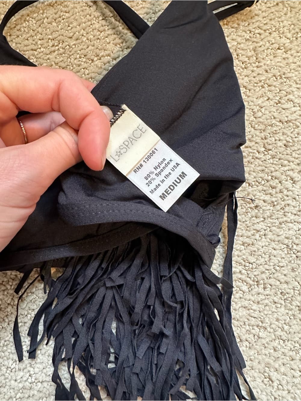 NWOT L*Space Ava back fringe bikini top black - Thumbnail 3