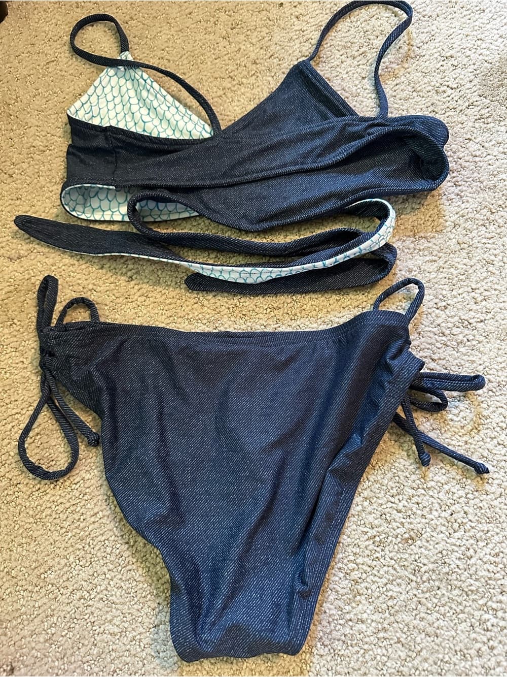 NWOT L*Space Chloe bikini set faux denim small