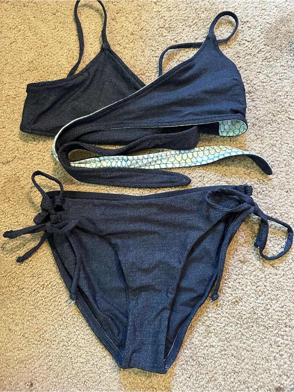 NWOT L*Space Chloe bikini set faux denim small - Thumbnail 3