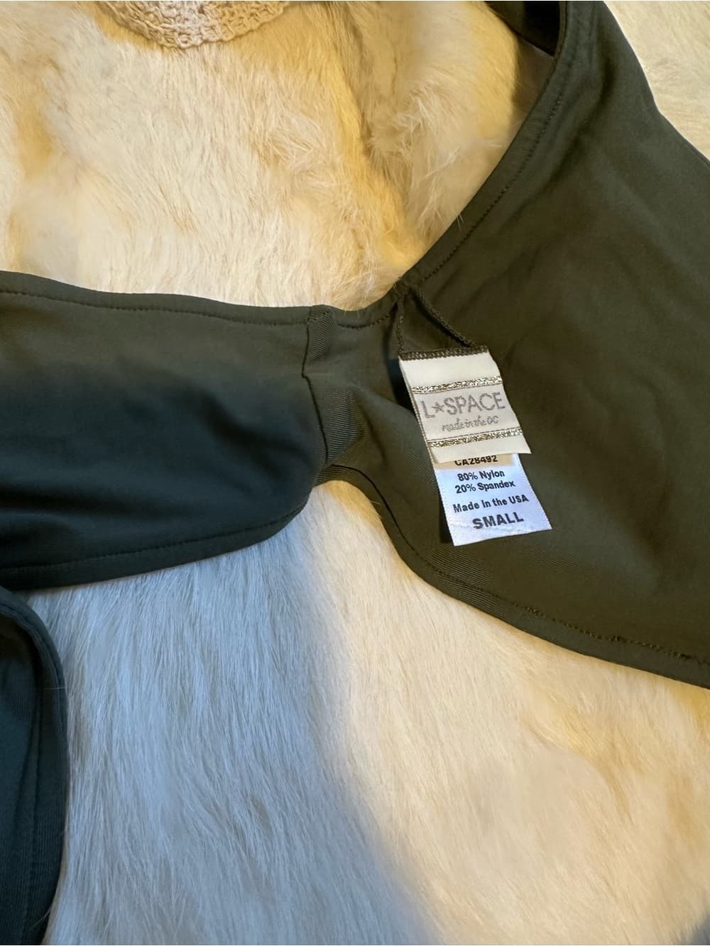 NWOT L*Space Joey wrap around crochet back bikini top green cream - Thumbnail 3
