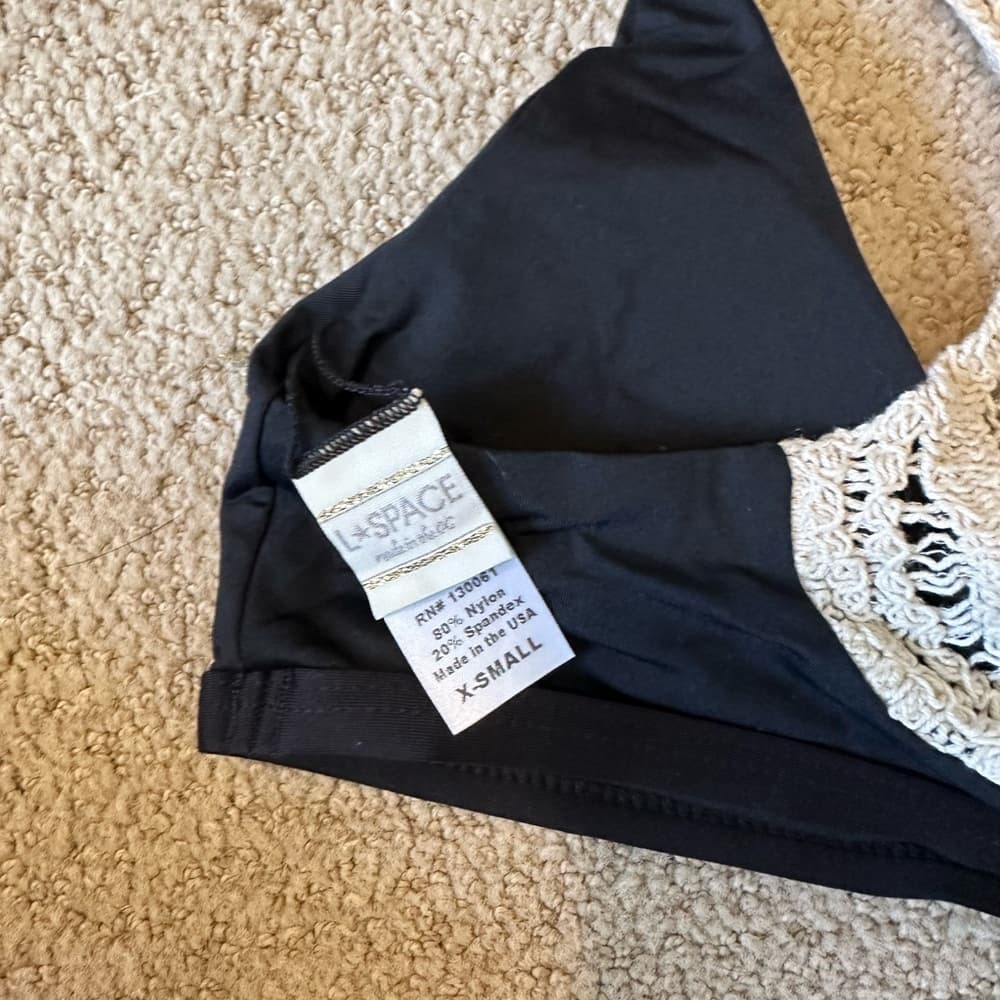 NWOT L*Space Wild Child crochet back bikini top black cream - Thumbnail 4