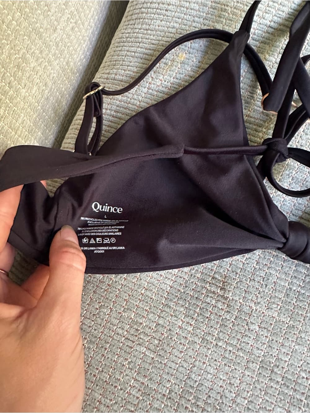 NWT Quince Italian knotted bikini top black - Thumbnail 3