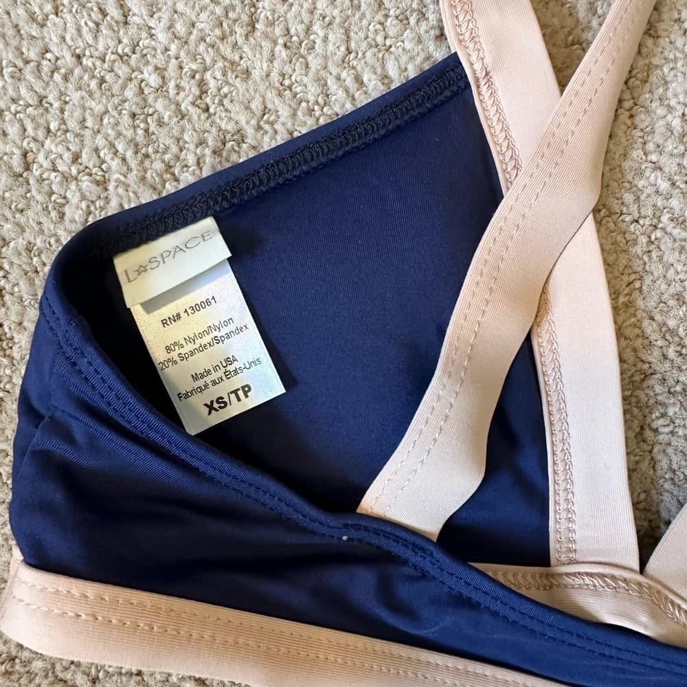 NWOT L*Space Farrah bikini top navy cream - Thumbnail 3
