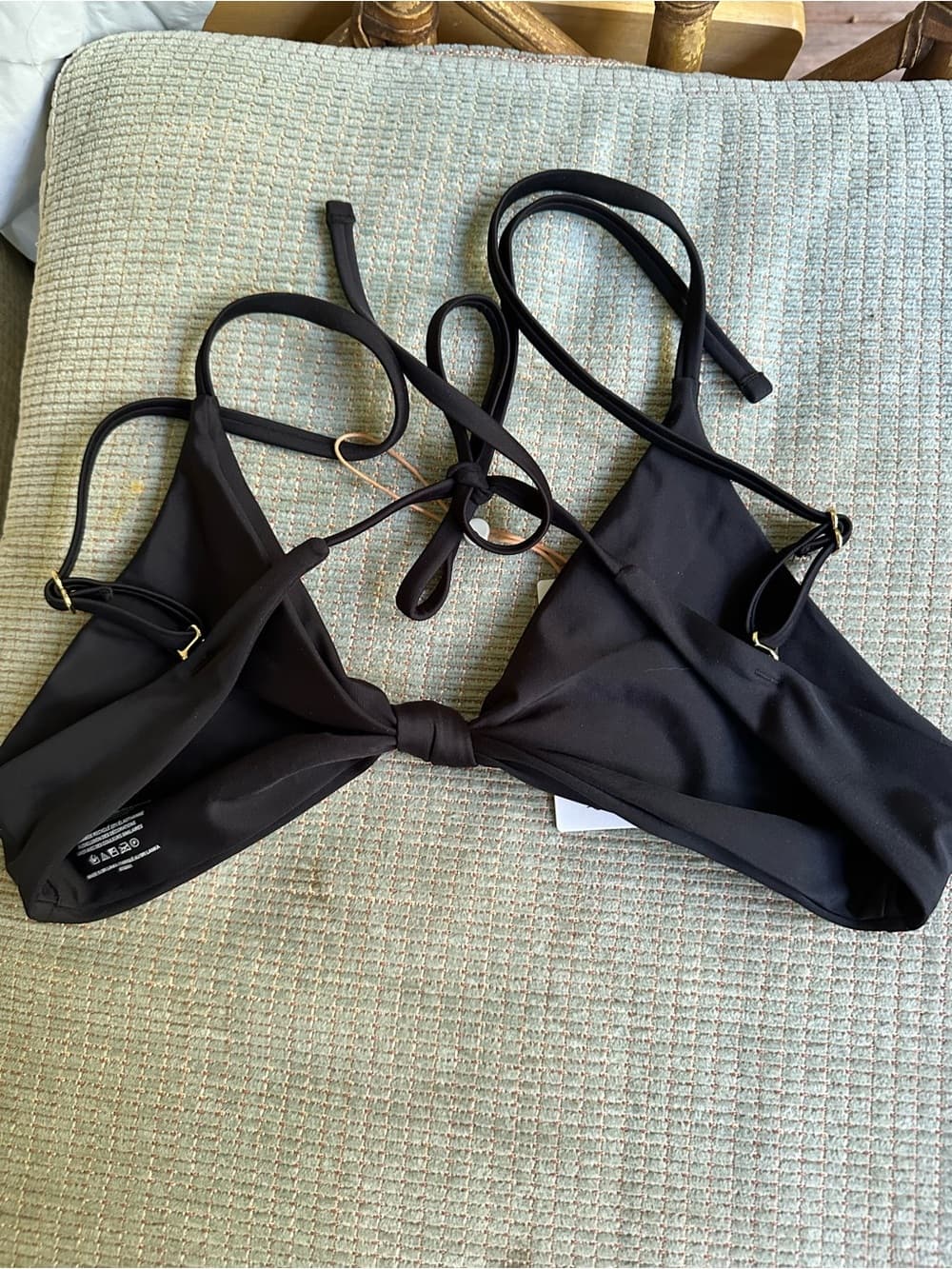 NWT Quince Italian knotted bikini top black - Thumbnail 2