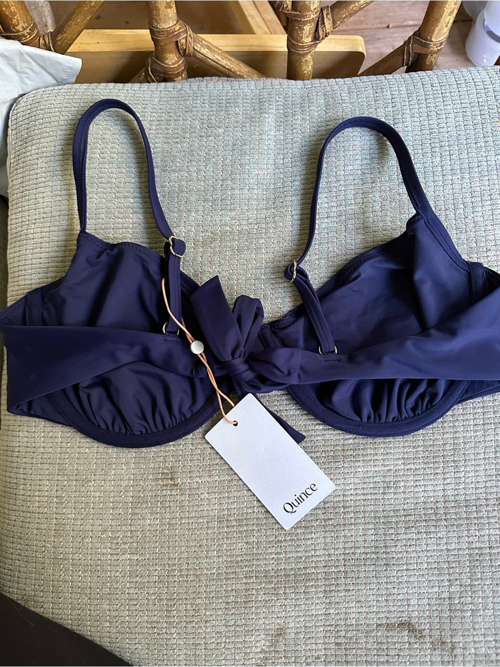 NWT Quince demi bikini top navy - Thumbnail 2