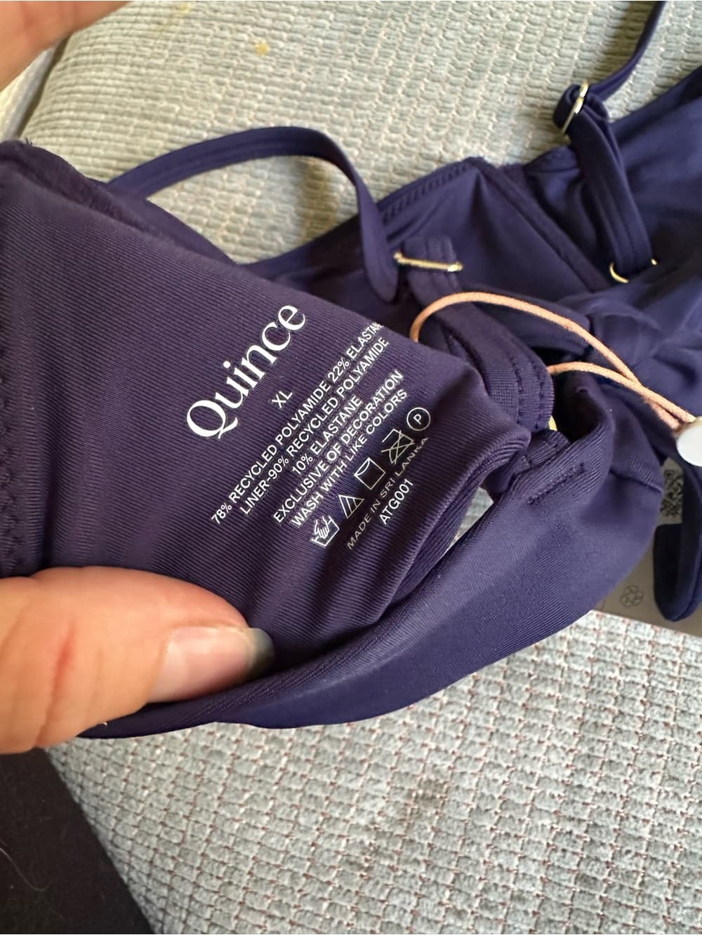 NWT Quince demi bikini top navy - Thumbnail 3