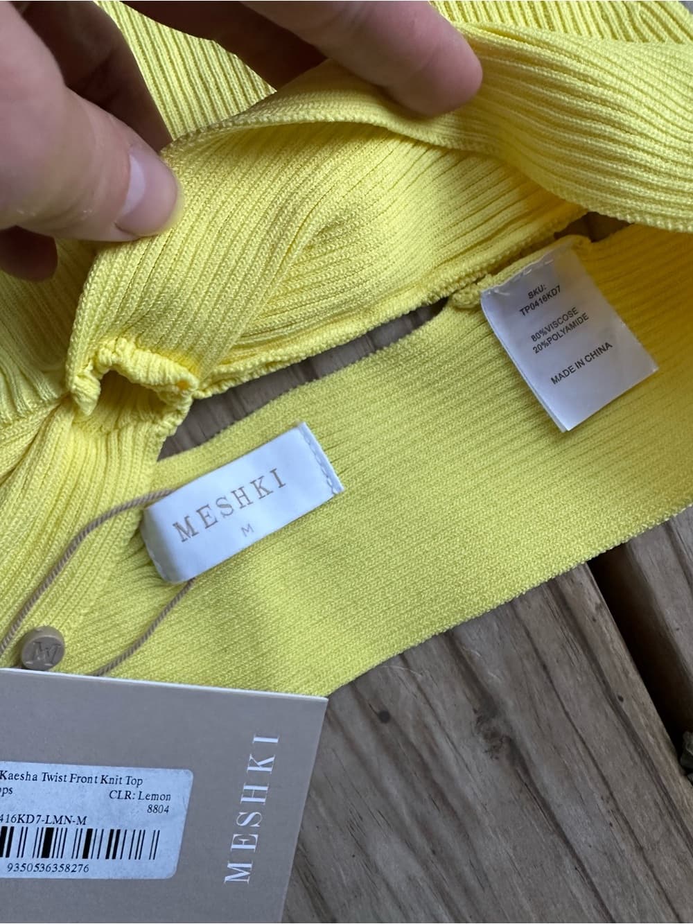 NWT Meshki Kaesha crop top yellow medium - Thumbnail 3
